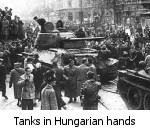 Hungarian Freedom Fighters with captured Soviet tanks