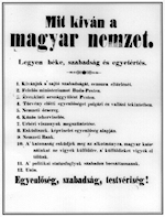 Hungary's demands in the 1848-1849 War of Liberation against Austria