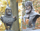 Gyuri Hollosy's King Arpad and Saint Stephen at Sunset Memorial Park's Hungarian Memorial in North Olmstead, Ohio.