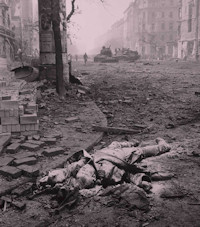 A Soviet Soldier dead on the streets of a devasted Budapest