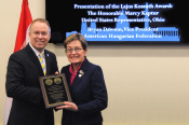 AHF Vice-President Bryan Dawson presented the Lajos Kossuth Award to Congresswoman Marcy Kaptur (D-OH)
