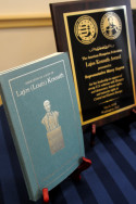 Following the award ceremony, Paul Kamenar presented Representatives Kaptur and Harris with copies of Lajos Kossuth Books: A rare original edition of the pamphlet printed to commemorate the 1990 "Dedication of a Bust of Lajos (Louis) Kossuth, Proceedings in the U.S. Capitol Rotunda' and "The Life of Governor Louis Kossuth with his Public Speeches in the United States and a Brief History of the Hungarian War of Independence."