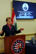 Congresswoman Kaptur represents Ohio’s 9th District that hugs the Lake Erie coastline from Cleveland to Toledo, home to a large number of Americans of Hungarian origin and other Central and East European countries. She was born in Toledo of Polish ancestry, and as we all should know, there is a special millenia-old bond of friendship between Hungarians and Poles.