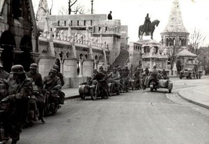 German Nazi forces in Budapest's Fisherman's Bastion shortly after the invasion.
