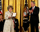 Tom Lantos, who died in February of esophageal cancer, will be honored with the Presidential Medal of Freedom, the nation's highest civilian honor: His wife, Annette, is seen here accepting the award from President Bush