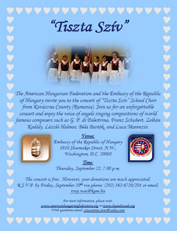 The American Hungarian Federation and the Embassy of the Republic of Hungary invite you to the concert of “Tiszta Szív” Girls School Choir