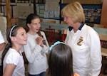 Zsuzsa Dreisziger, President of the Hungarian American Club (Amerikai Magyar Klub) with Zalaber students