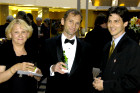Zsuzsa and Atilla Kocsis with Steven Fischer (produxer of "Freedom Dance: The Movie," during the Cocktail Hour at the Hungarian May Ball