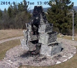 The Verecke Monument after far-right Ukrainian nationalists activists vandalized it in 2011.