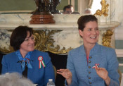 Left to right: Hungarian Ambassador Reka Szemerkenyi and Anna Smith Lacey of the Hungarian Initiatives Foundation