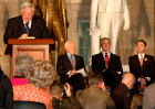 Rep. Dennis Hastert speaks at the US Capitol in honor of Hungary's 1848 democratic revolution led by Louis Kossuth.